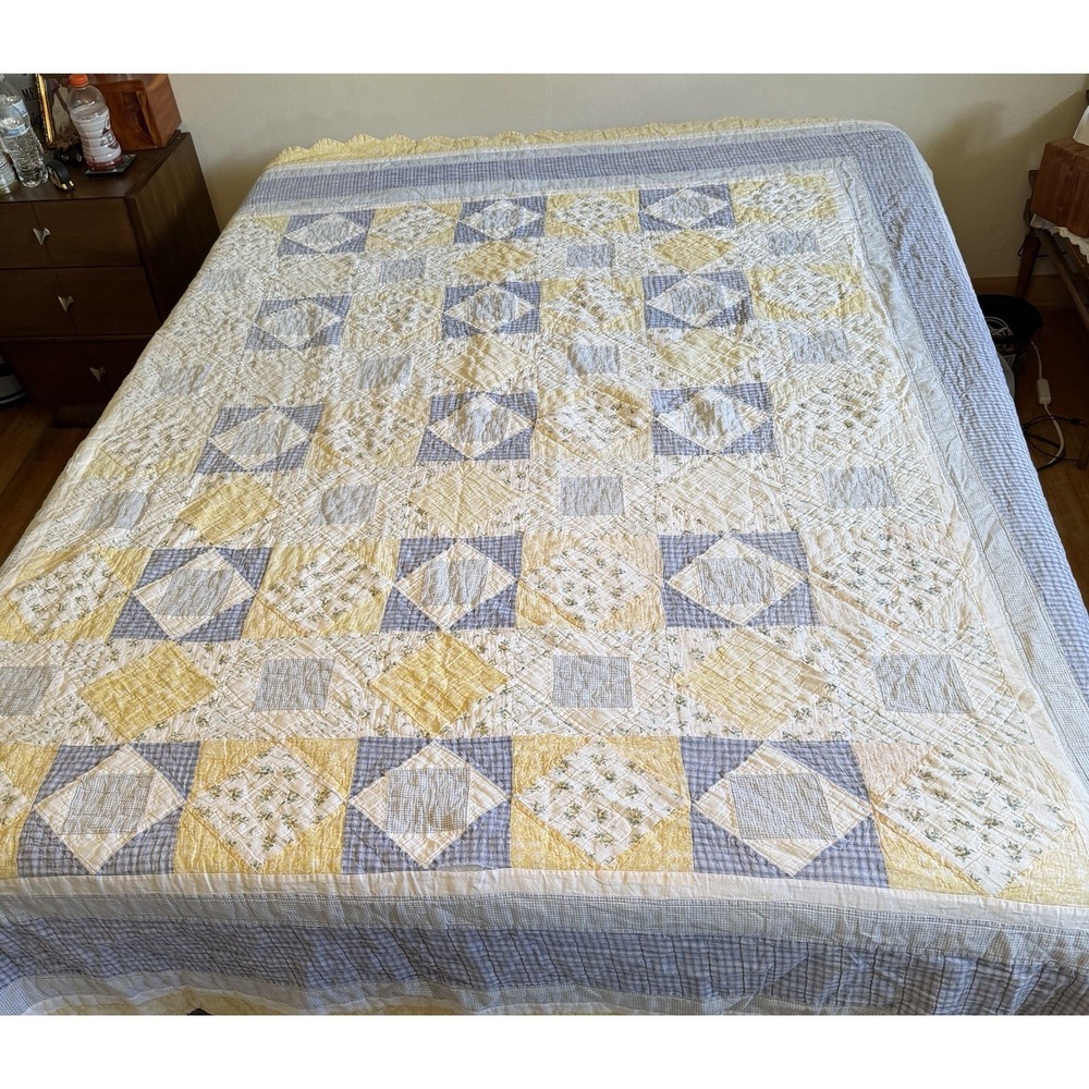 Vintage Flower Floral Patchwork Quilt Queen 80X92